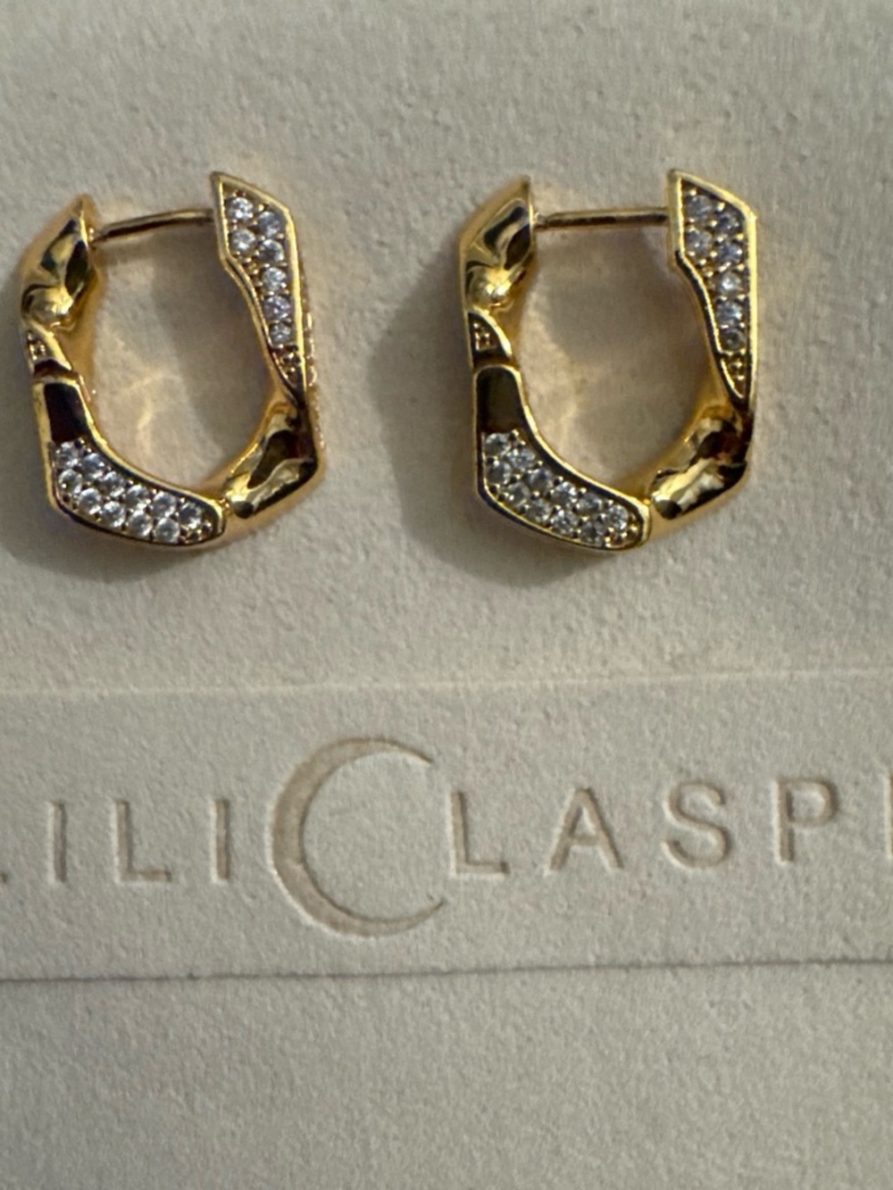 Lili Clapse Gold Pavé Hoop Earrings with Sparkling Accents